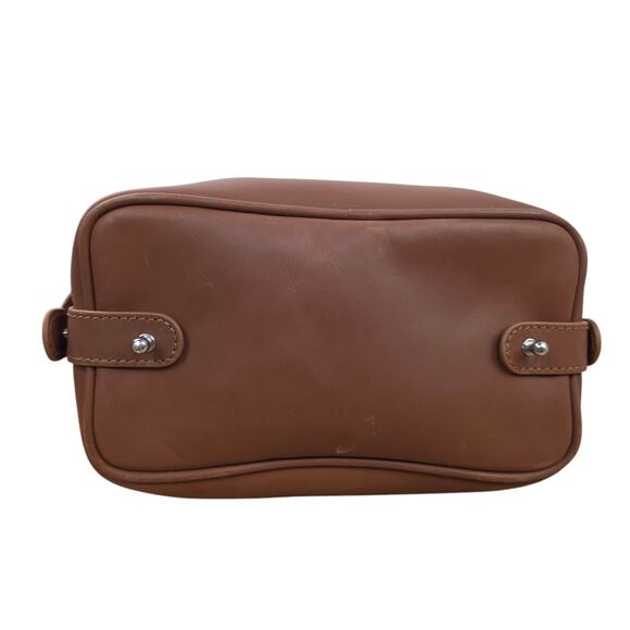 Pottery Barn Saddle Leather Toiletry Case Monogram Dark Brown Oiled Makeup Bag - Picture 3 of 5